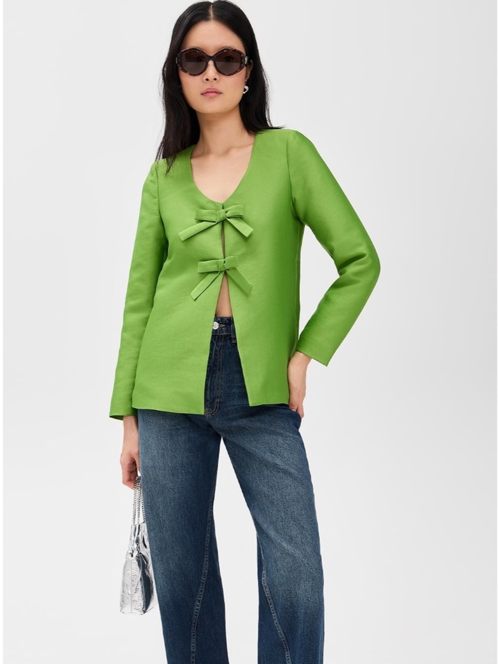 NWT Aligne Blazer Beau Bow Tie Up in Apple Green